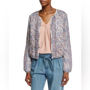 Joie Jodi Floral-Print Silk Bomber Jacket, Vintage Petal  size xs